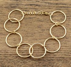 Circle charms bracelet, 22k gold plated bracelet for women, Brass handmade jewelry